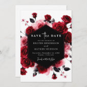 Rustic Simple Crimson Red Wedding Save The Date (Voorkant / Achterkant)