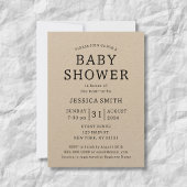 Rustic Simple Gender Neutral Kraft Baby shower Kaart