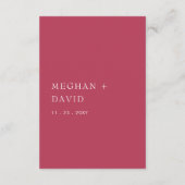 Rustic Simple Modern Arch Magenta Wedding Informatiekaartje (Achterkant)