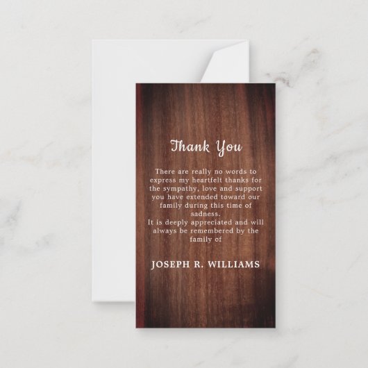 Rustic Simple Photo Memorial Funeral Bedankt Notitiekaartje (Achterkant)