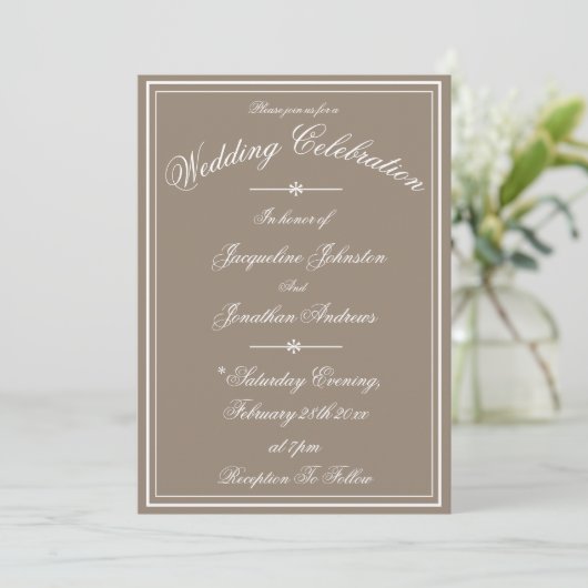 Rustic Simple Script Name Chic Stone Wedding Kaart (Staand voorkant)