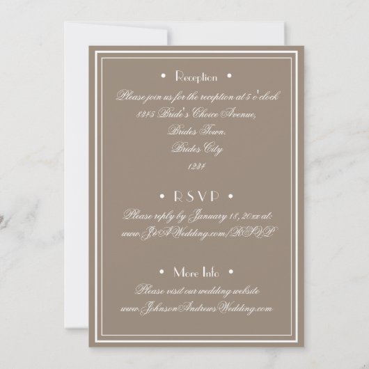 Rustic Simple Script Name Chic Stone Wedding  Kaart (Achterkant)