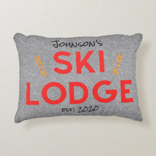 Rustic Ski Lodge Personalized Accent Kussen