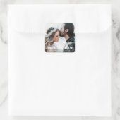 Rustic slaat de datum op | Onze mededeling van dat Vierkante Sticker (Tas)