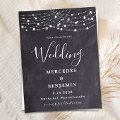 Rustic Slate String Lights County QR Code Weddensc Uitnodiging Briefkaart