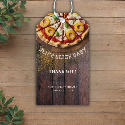Rustic Slice Pizza Baby shower Cadeaulabel
