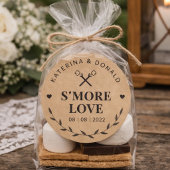 Rustic S'more Love Wedding Kraft Ronde Sticker