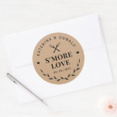 Rustic S'more Love Wedding Kraft Ronde Sticker (Envelop)