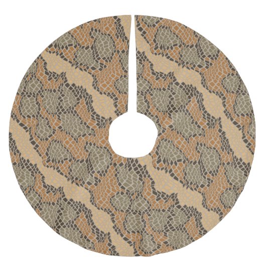 Rustic Snake Skin Camo Pattern Beige Brown Grey Kerstboom Rok (Voorkant)