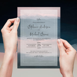 Rustic Snow-capped Mountain & Lake Wedding Kaart