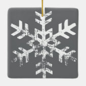 Rustic Snowflake Family Donk Grey Keramisch Ornament (Achterkant)
