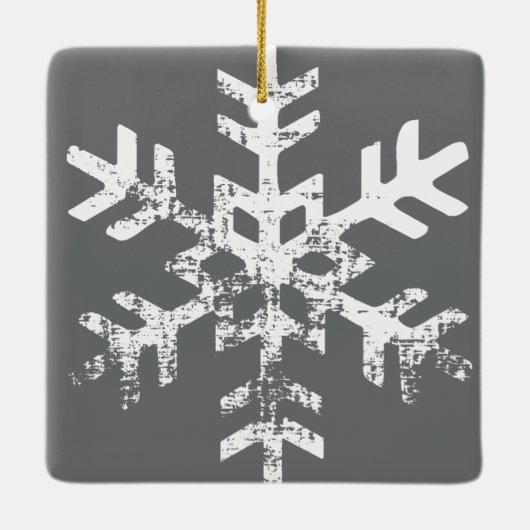 Rustic Snowflake Family Donk Grey Keramisch Ornament (Achterkant)
