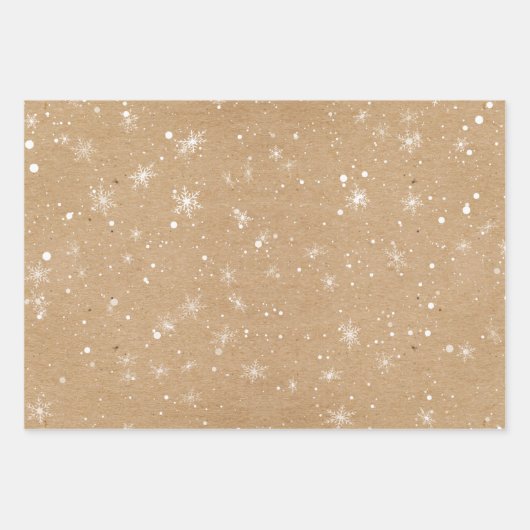 Rustic Snowflake Pattern - Holiday Kraft Inpakpapier Vel (Voorkant 3)