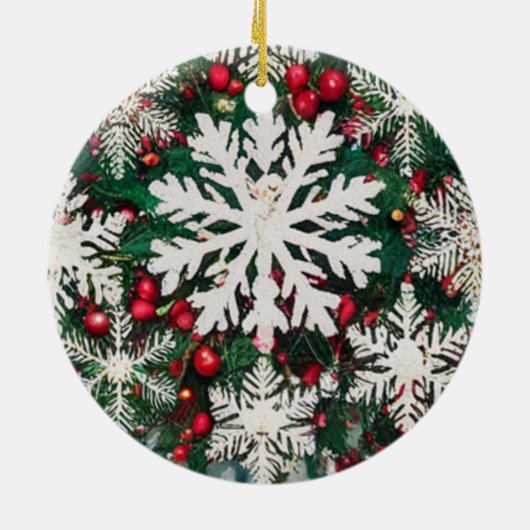 Rustic Snowflake Silhouettes Ceramic Circle  Keramisch Ornament (Achterkant)