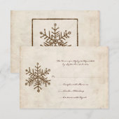 Rustic Snowflake Wedding RSVP-kaart RSVP Kaartje (Voorkant / Achterkant)
