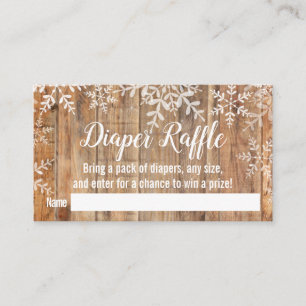 Rustic Snowflakes Baby shower Diaper Raffle Ticket Informatiekaartje