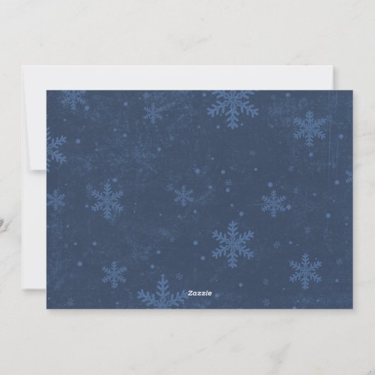 Rustic Snowflakes Merry en Bright Blue | Foto Feestdagenkaart (Achterkant)