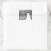 Rustic Snowman Vierkante Sticker (Tas)