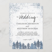 Rustic Snowy Winter Forest Wedding Kaart (Voorkant / Achterkant)