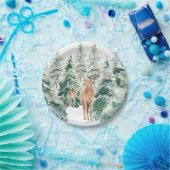 Rustic Snowy Winter Woodland Deer Papieren Bordje (Feest)
