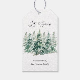 Rustic Snowy Winter Woodland Pine Trees Gift Label Cadeaulabel