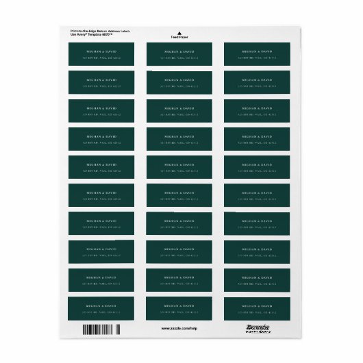 Rustic Solid Hunter Green Wedding Label (Full Sheet)