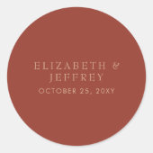 Rustic Solid Rust Wedding Ronde Sticker (Voorkant)