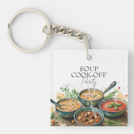 Rustic Soup Cook-Off Potluck Party Watercolor Sleutelhanger