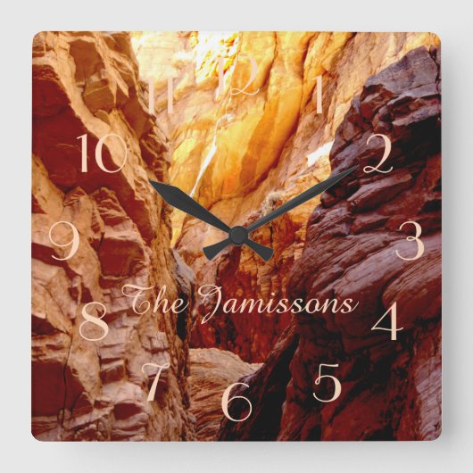 Rustic Southwest Slot Canyon NV Clock Persoonlijk Vierkante Klok (Voorkant)