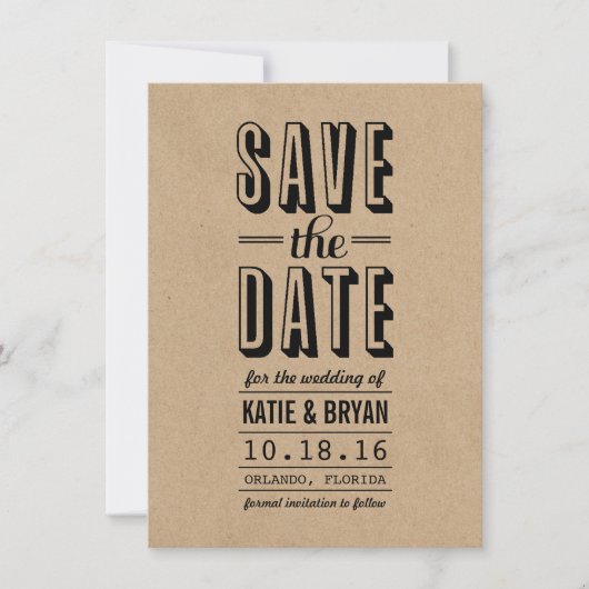  Rustic sparen de Kaart van de Datum | Kraftpapier (Voorkant)