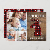 Rustic Specialized Oh Deer Photo Collage Feestdagenkaart (Voorkant / Achterkant)
