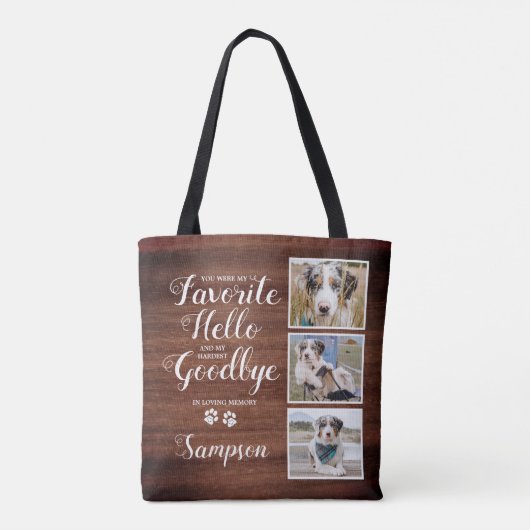 Rustic Specialized Pet Memorial Photo Collage Draagtas (Achterkant)