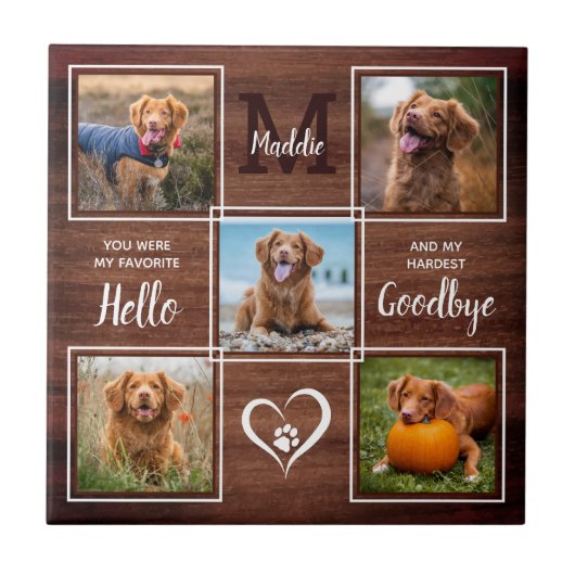 Rustic Specialized Pet Memorial Photo Collage Tegeltje (Voorkant)