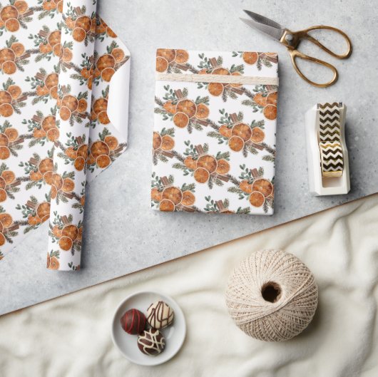 Rustic Spiced Oranje Pattern Cadeaupapier (Crafts)