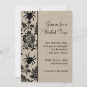 Rustic Spider Damask Halloween Invitation (Devant)
