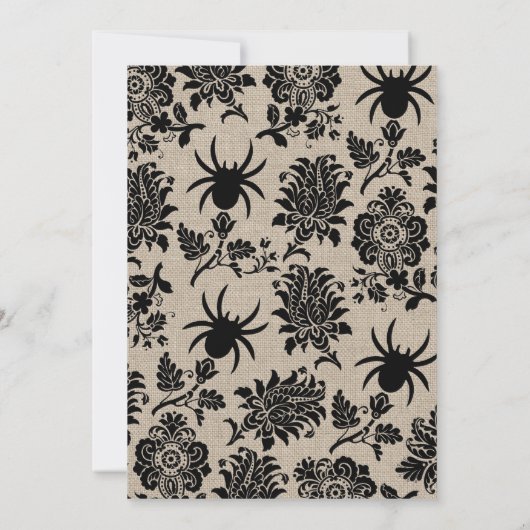 Rustic Spider Damask Halloween Invitation (Dos)
