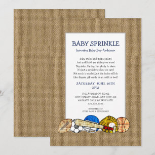 Rustic Sports BOY baby bestrooi met schattig gedic Kaart