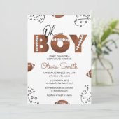 Rustic Sports Boy Football Baby shower Invitation (Debout devant)