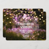 Rustic Spring Enchanted Forest Lights Wedding Kaart (Voorkant / Achterkant)