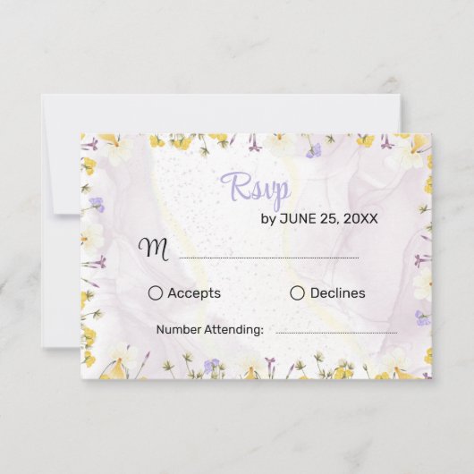 Rustic Spring Floral Elegant wedding RSVP card (Devant)