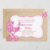 Rustic Spring Floral Pram Baby Shower Invitations (Devant / Derrière)