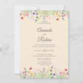 Rustic Spring Floral Wildflower Garden Wedding Kaart (Voorkant)