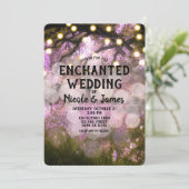 Rustic Spring Lights Enchanted Forest Wedding Kaart (Staand voorkant)