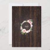 Rustic Spring Pink Flowers Wood Lace Wedding Kaart (Achterkant)