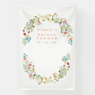 Rustic Spring Wild Flowers Bridal Foto achtergrond Spandoek