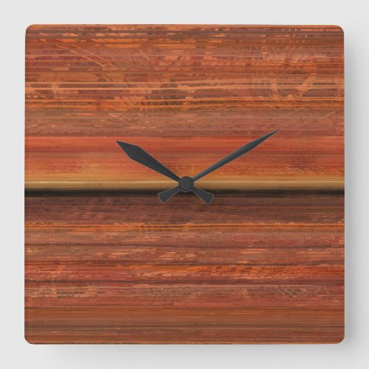Rustic Square Wall Clock Vierkante Klok (Voorkant)
