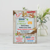 Rustic Squirrels Twins Baby Shower Invitations (Debout devant)