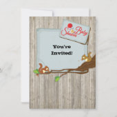 Rustic Squirrels Twins Baby Shower Invitations (Dos)