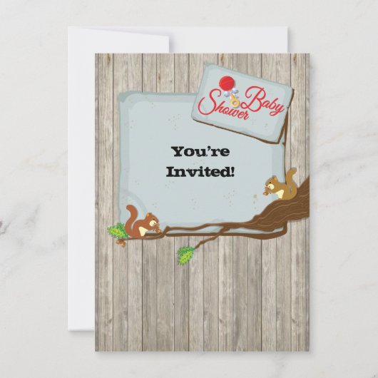 Rustic Squirrels Twins Baby Shower Invitations (Dos)