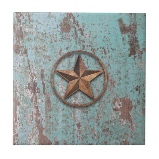 Rustic Star (blauw) Tegeltje (Voorkant)